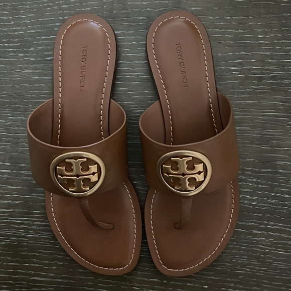 Tory Burch - Benton Band Flat Sandal / Calf Leather / Royal Tan / Size 7 - Picture 3 of 6